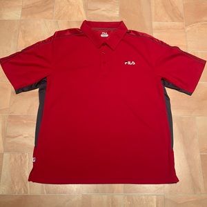 Fila Men's Red Casual Performance Polo Button Down Short Sleeve Shirt